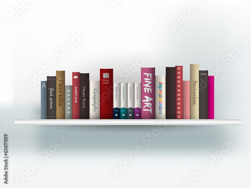 Book shelf. Vector illustration. Bookstore indoor.