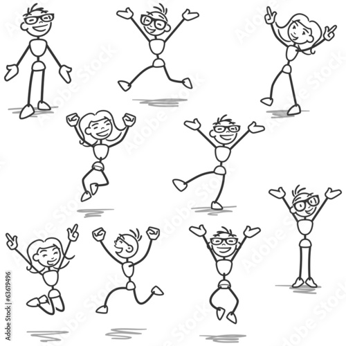 Happy stickman jumping and celebrating