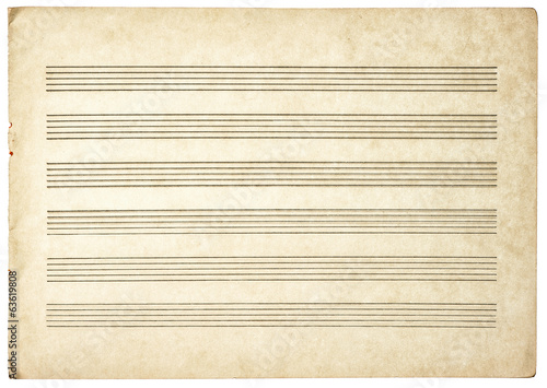 Valokuvatapetti grungy blank paper sheet for musical notes