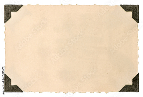 old photo card with corner isolated on white