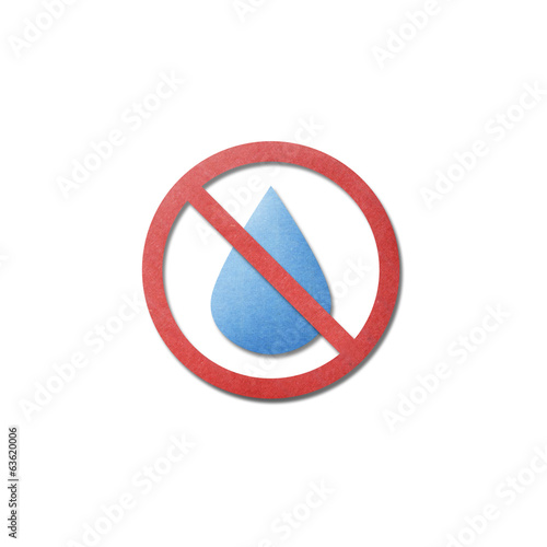 paper cut pattern of no water, dry is drop stop icon on white