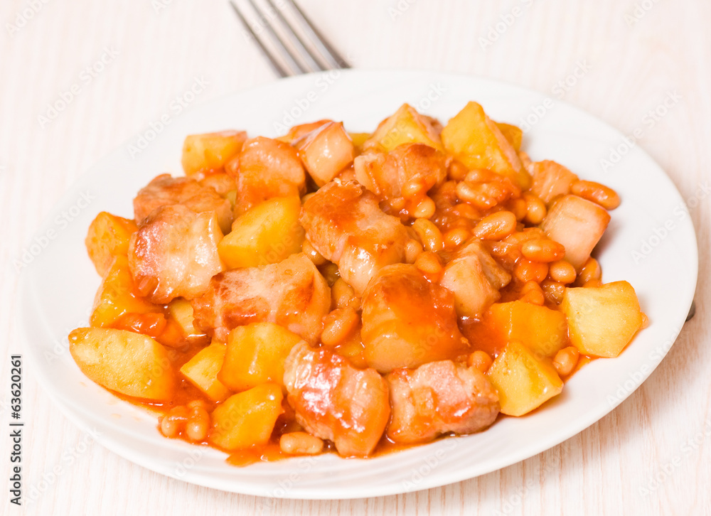 meat with potato and beans meat with potato and beans