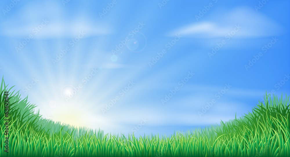 Fototapeta premium Countryside field and sun rise background