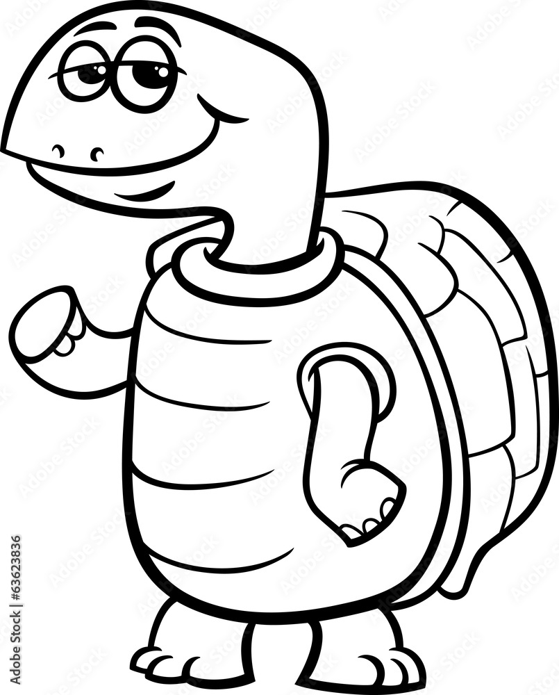 Naklejka premium turtle cartoon coloring page