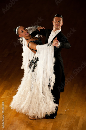  Professional ballroom dance couple preform an exhibition dance