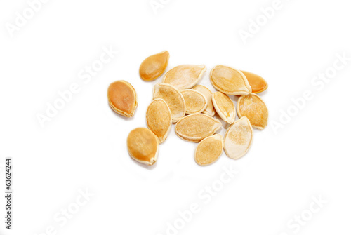 Dried Pumpkin Seeds Isolated Over White