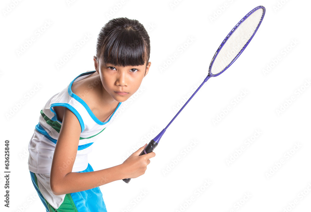 reactie Sturen Beheer Young Girl Playing Badminton Stock Photo | Adobe Stock