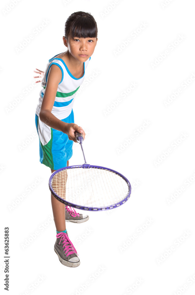 Young Girl Playing Badminton Young Girl Playing Badminton
