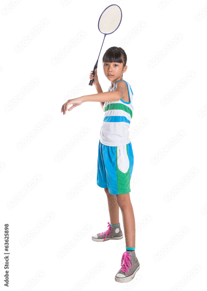 Young Girl Playing Badminton