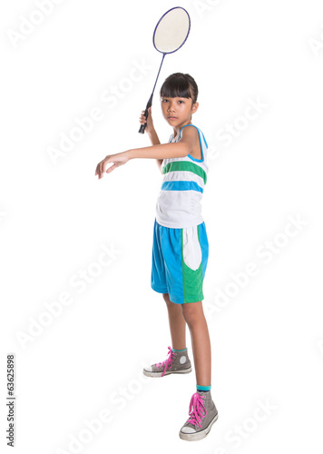 Young Girl Playing Badminton