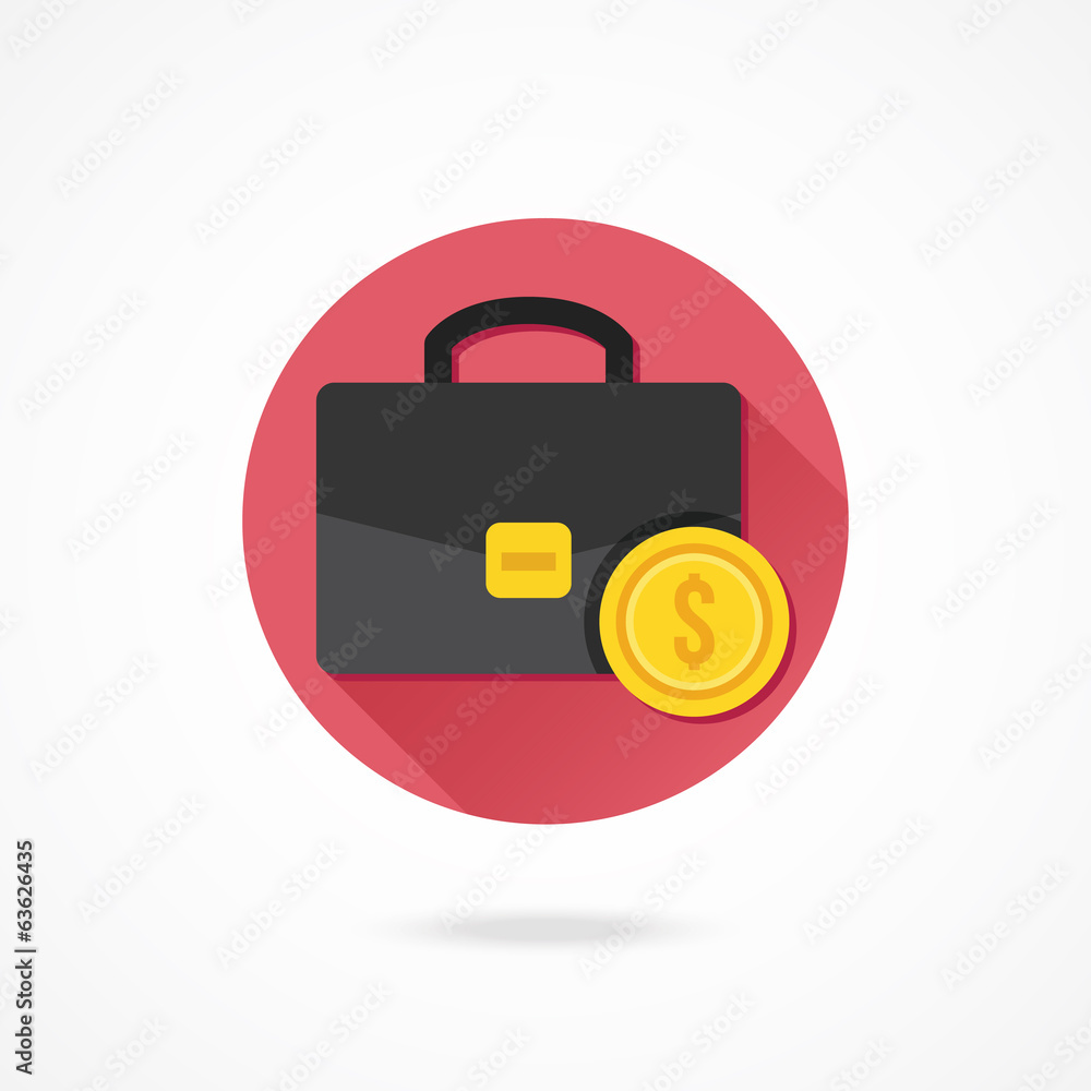 Vector Briefcase and Gold Coin Icon Vector Briefcase and Gold Coin Icon