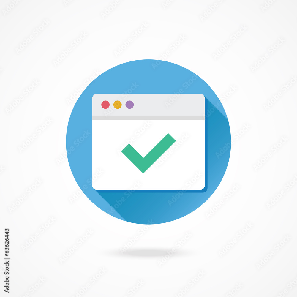 Vector Browser and Check Mark Icon Vector Browser and Check Mark Icon