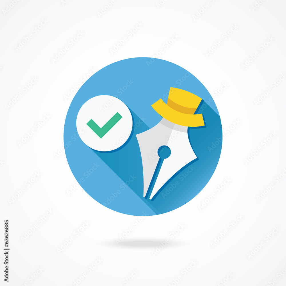 Vector Fountain Pen and Check Mark Icon Vector Fountain Pen and Check Mark Icon