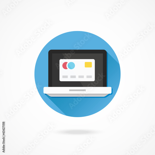 Vector Laptop and Credit Card Icon Online Banking Concept