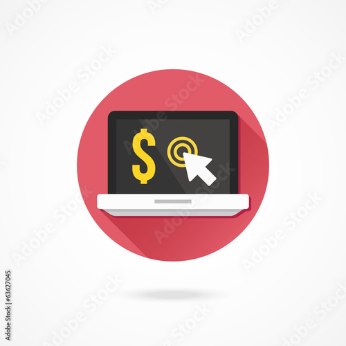 Vector Laptop Internet Earnings Pay per Click Concept Icon