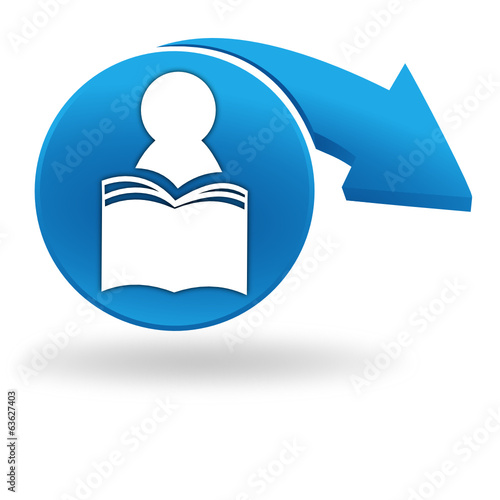 bibliothèque sur bouton bleu