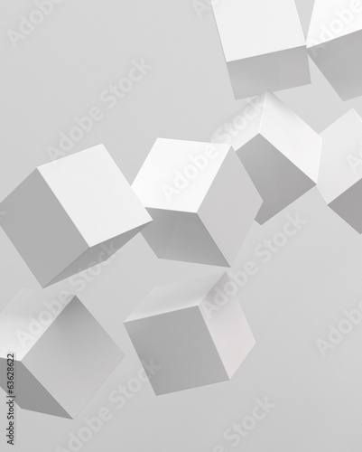 3d rendering of white cubes