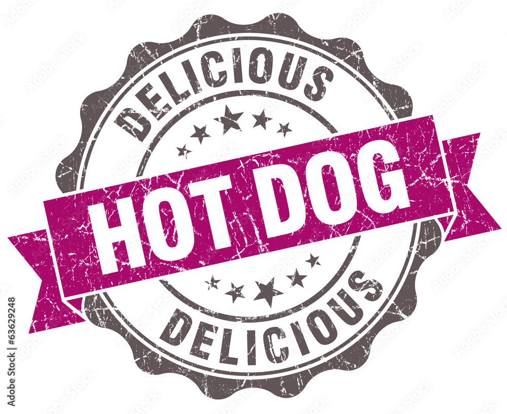 Obraz premium Hot dog violet grunge retro vintage isolated seal