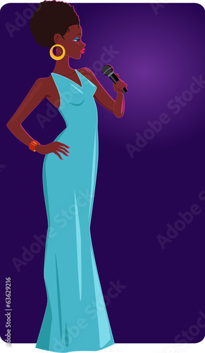 Canvas Print Female jazz singer on stage