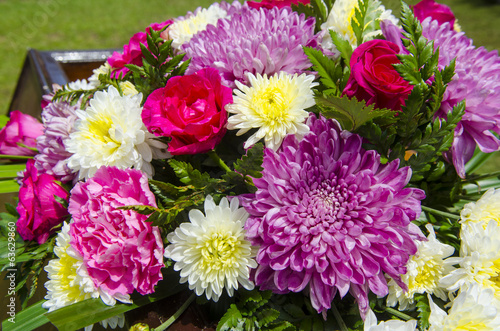 colorful of variety plastic flowers.