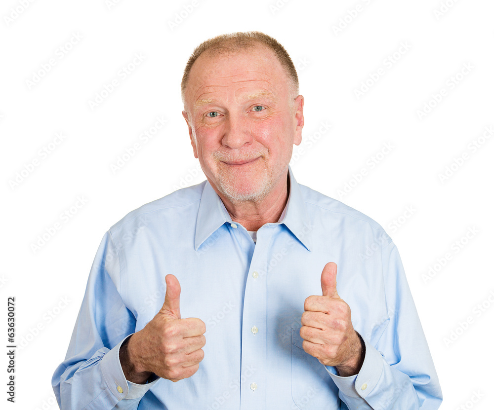 Old happy, smiling man giving thumbs up Old happy, smiling man giving thumbs up