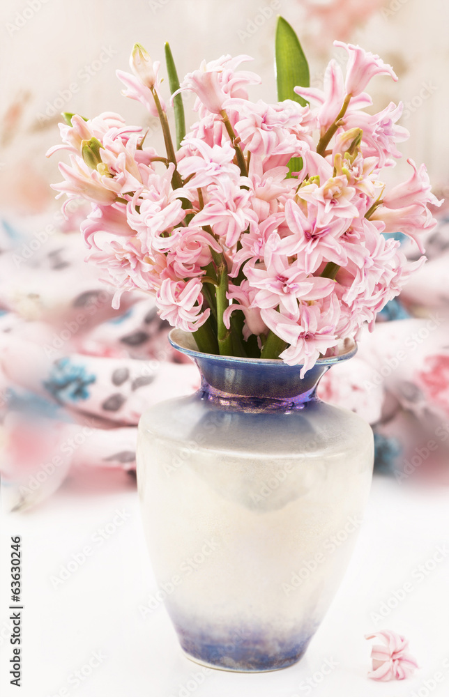 bouquet of hyacinth in vase on the table