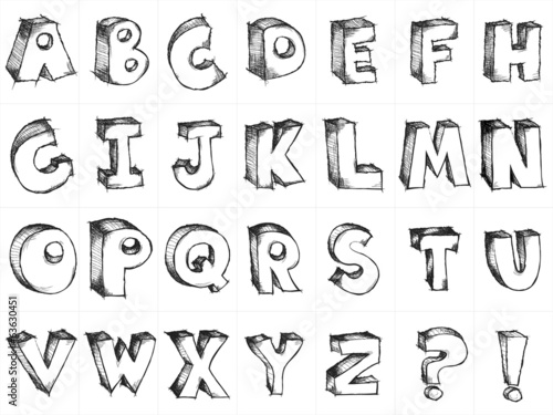 Sketchy hand drawn vector capital alphabet