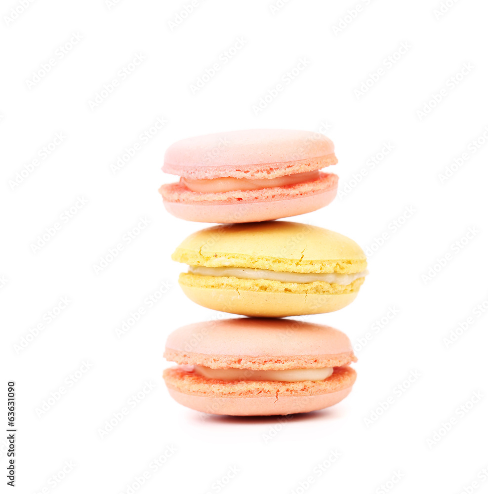 Stack of colorful macaroon cakes. Stack of colorful macaroon cakes.