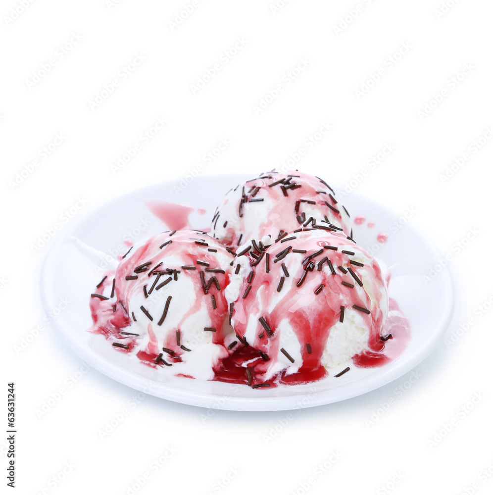Fotografie Ice cream scoops on the plate.