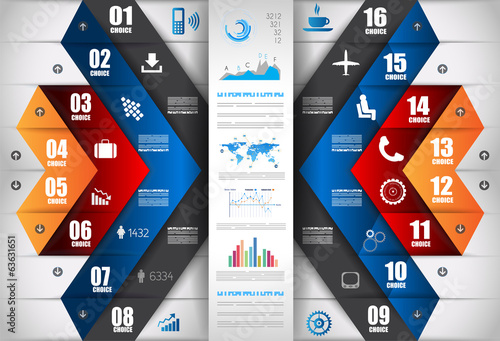 Infographic design template with paper tags
