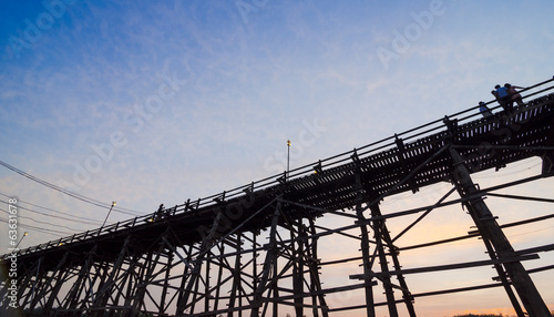 The wooden bridge is the se...