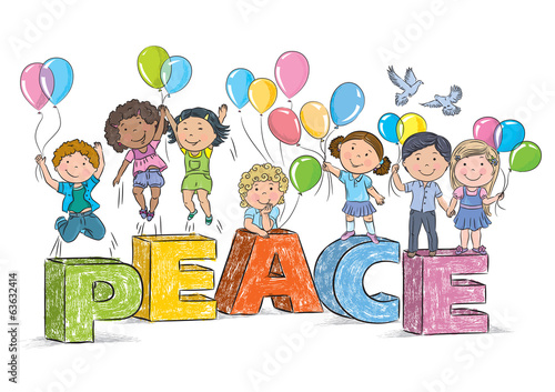 Children on the word peace