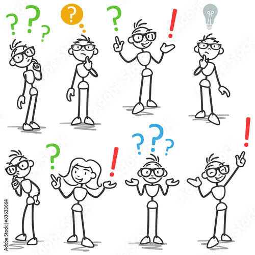 Stickman question marks FAQ asking wondering pondering