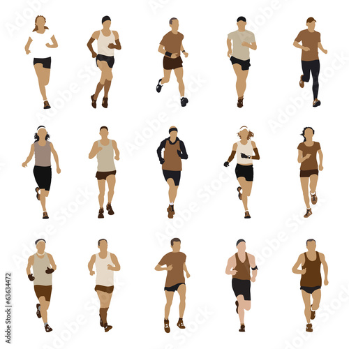 Running people silhouettes