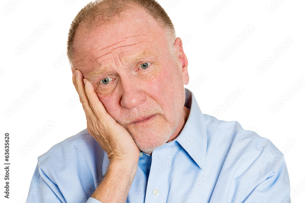 Headshot, portrait thoughtful sad, depressed older gentleman Headshot, portrait thoughtful sad, depressed older gentleman