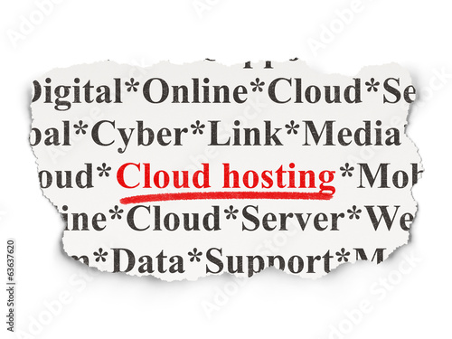 Cloud networking concept: Cloud Hosting on Paper background