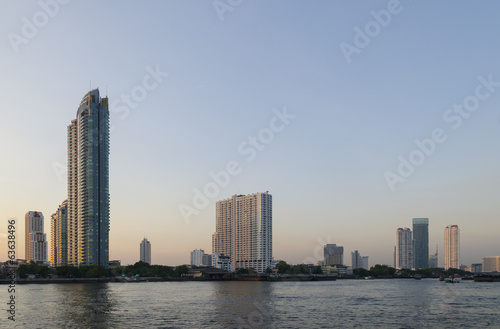 Panorama view of Bangkok city scape at night time © chokniti