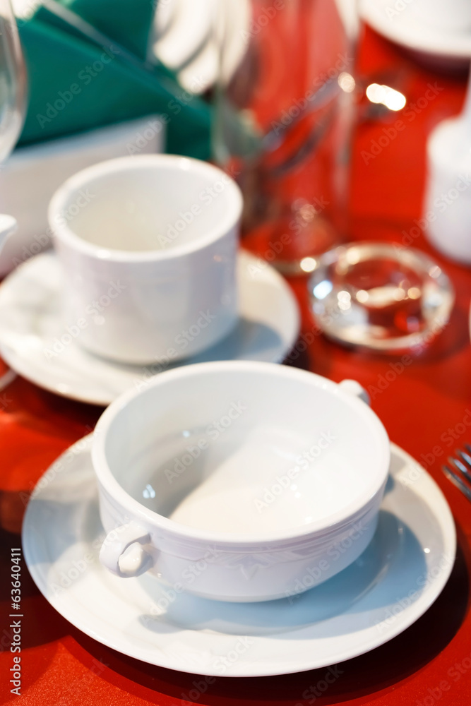 .Ceramic tableware on the table