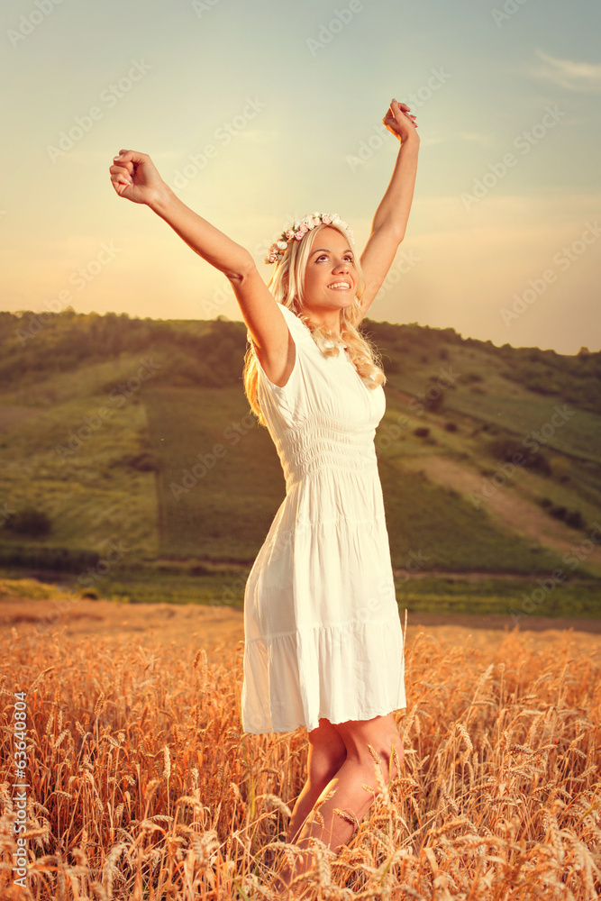 Beautiful blonde enjoying the nature Beautiful blonde enjoying the nature