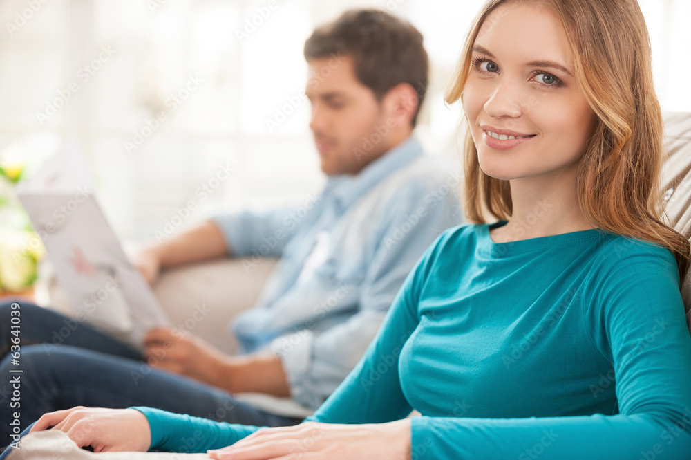 Couple at home. Couple at home.