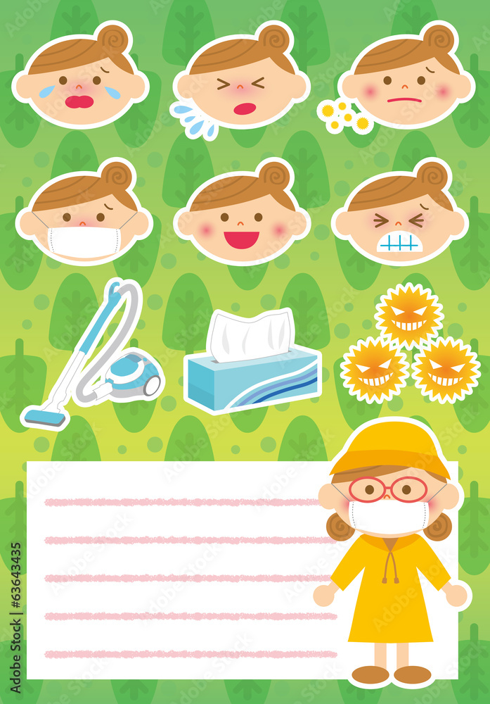 Fototapeta premium 花粉症のイラスト