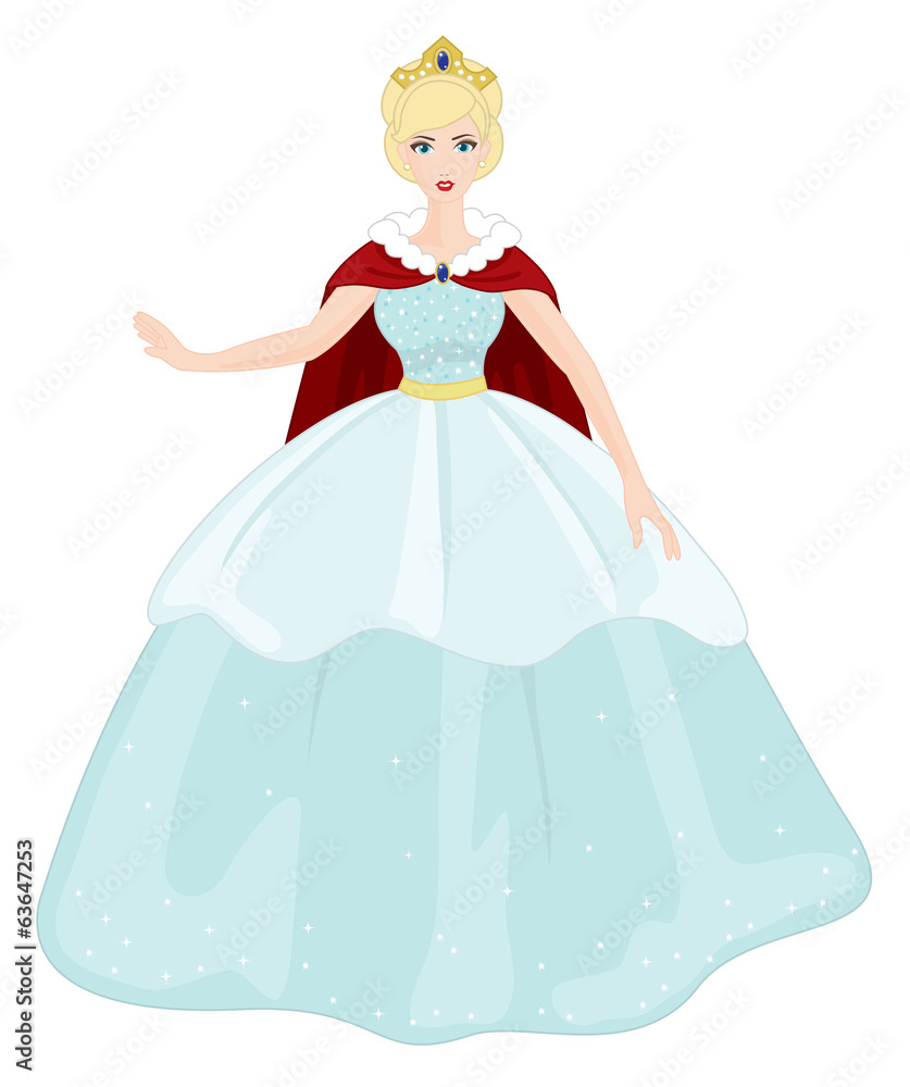 Beautiful Princess with Blue Dress on a white background Beautiful Princess with Blue Dress on a white background