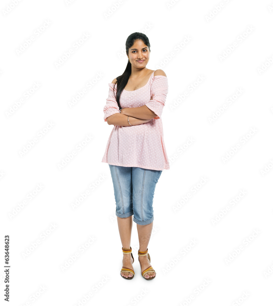 Confident Indian Woman Standing with Arms Crossed Stock Photo | Adobe Stock