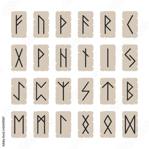 Set of signs runes on a background