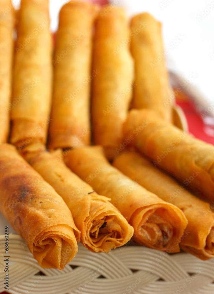 Fried spring rolls in the kitchen. Fried spring rolls in the kitchen.
