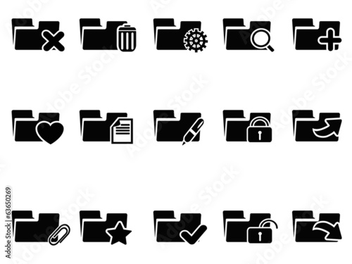 black file folder icons set