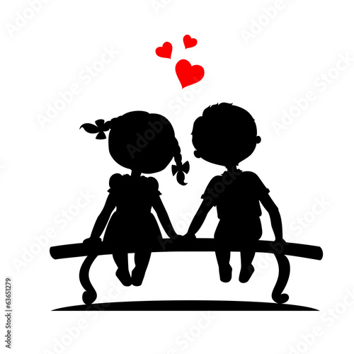 Silhouettes of boy and girl