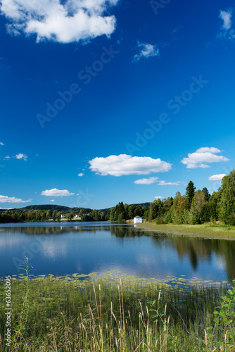 Fototapeta Naklejka Na Ścianę i Meble -  Peaceful lake at Dikemark vertical