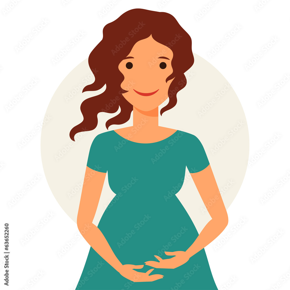 Illustration of young pretty brunette pregnant woman. Illustration of young pretty brunette pregnant woman.