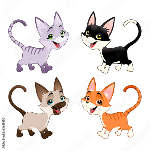 Set of funny cats.